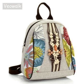 Veowalk Phoenix Silk Bordada Mochilas Mujer Verano Retro Mochilas Para