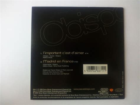 Pascal Obispo L Important C Est D Aimer CD Single 2000 Chanson