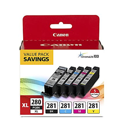 Canon PGI 280XL Black CLI 281 Black Cyan Magenta Yellow High Yield Ink