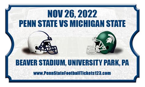 Penn State Nittany Lions Vs Michigan State Spartans Football Tickets 112622