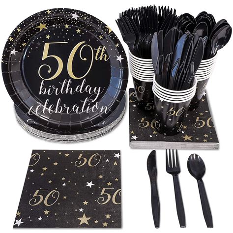 Serves 24 50th Birthday Party Supplies 144pcs Plates Napkins Cups