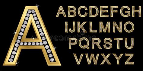 Alfabeto De Oro Con Los Diamantes Letras De A A Z Ilustración Del