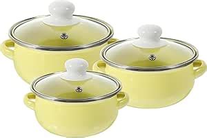 Amazon Vosarea Enamel Stockpot Set With Lids Pcs Floral Enamel On