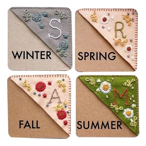 Personalized 4-Season Felt Bookmarks | Hand-Stitched Letter Designs ...