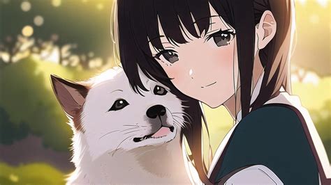 NovelAI Anime Girl with Dog 4K Wallpaper by DarkPrncsAI on DeviantArt