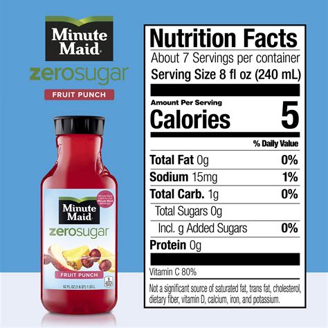 Minute Maid Zero Sugar Fruit Punch Juice 52 Fl Oz Bottle