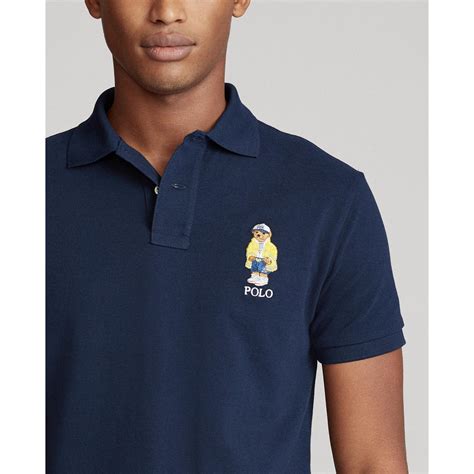 Ralph Lauren Custom Slim Fit Polo Bear Polo Shirt In Blue For Men Lyst