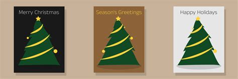 Set of Christmas Card Designs with Simple Geometric Christmas Tree ...