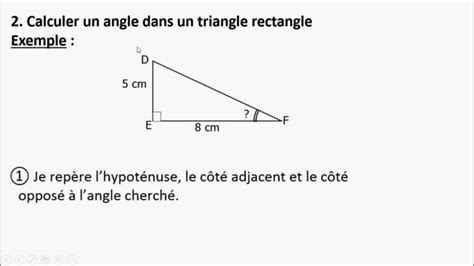 Niveau Me T Calcul D Angle Avec Les Formules De Trigonom Trie