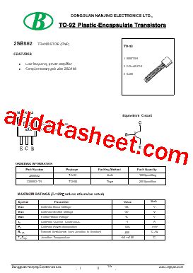 B562 Marking, 2SB562 Datasheet(PDF) - Nanjing International Group Co