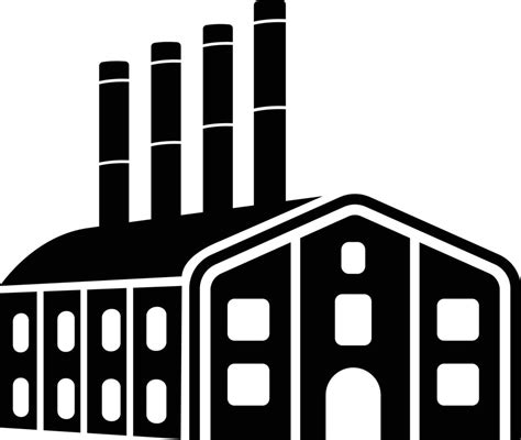 Factory Building industrial simple style black and white vector ...