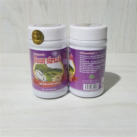 Jual Kapsul Daun Sirsak Ekstrak Daun Sirsak Herbal Herbamedika Isi