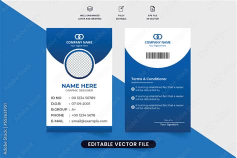 Company identity card template design with dark blue color and ...