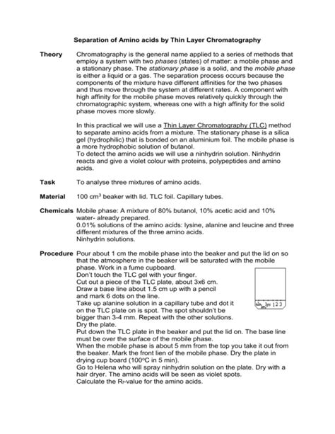 Separation Of Amino Acids By Thin Layer Chromatography
