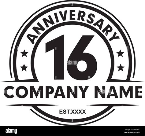 16th Year Celebrating Anniversary Emblem Logo Design Vector Template