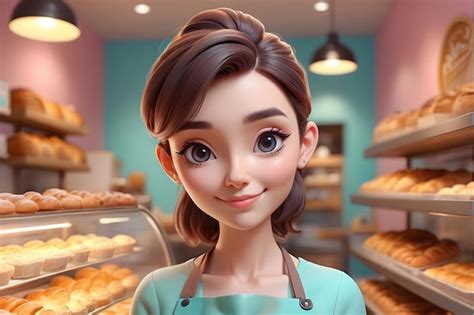 Smiling Woman Baker In A Bakery Premium Ai Generated Image