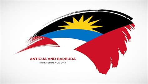 Dibujo A Mano Pincel Trazo Bandera De Antigua Y Barbuda Con Efecto De