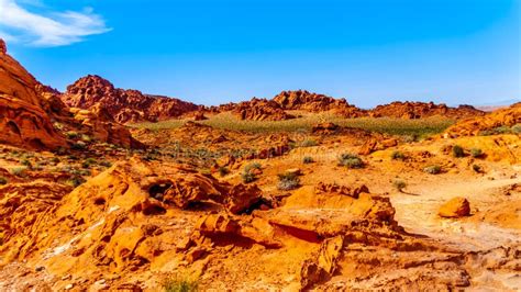 Bright Red Aztec Sandstone Rock Formation In The Valley Of Fire State Park In Nevada Usa Stock