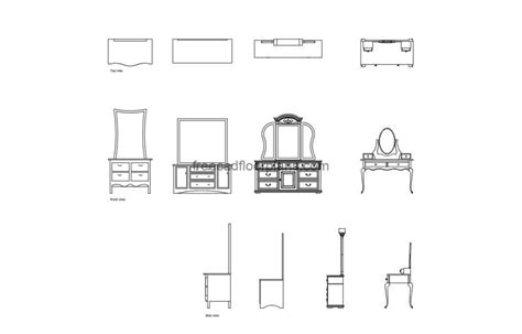 خزانة ذات مرآة رسومات CAD مجانية