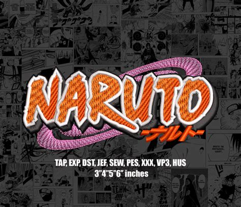 Naruto Logotype Anime Digital Embroidery Design