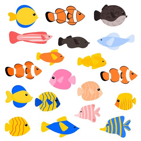 Various types of fish collection. Fish clipart set. 10657932 Vector Art at Vecteezy