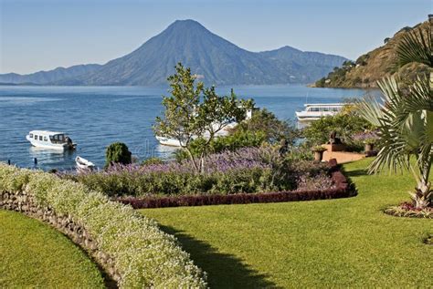 Lake Atitlan Shore With Volcano San Pedro Stock Photo - Image of travel ...