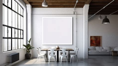 Loft Elevated Ambiance Visualizing A White Frame In Interior Cafe D