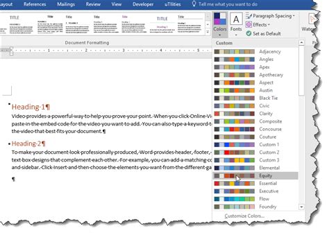 Theme Colors In A Document Word 2016 Microsoft Community