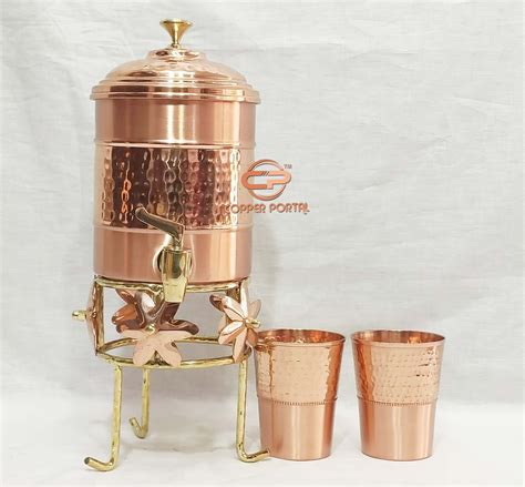 Hand Hammered Pure Copper Water Dispenser Container Etsy