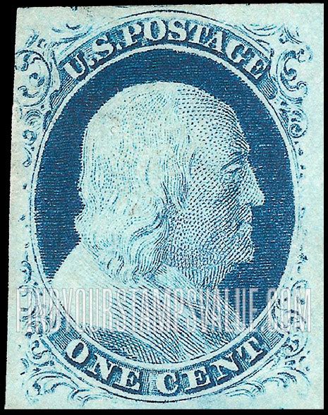 Benjamin Franklin 1c Blue Stamp Price Value