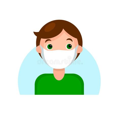 Gezicht Van Een Brunette Jongen In Masker Cartoon Portret Van Een Jonge Man Avatar Teken Voor