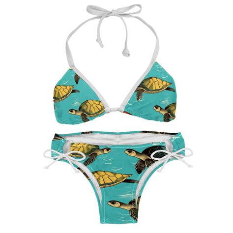 Turtle Seamless Stylish Swim Suits Bikini Set Detachable Sponge