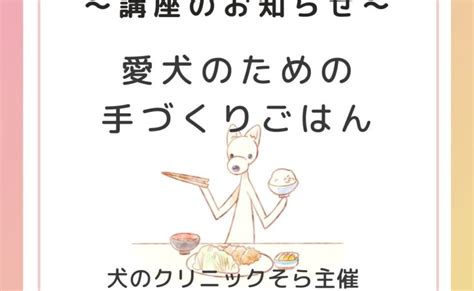 「愛犬のための手づくりごはん講座」のお知らせ 犬のクリニックそら・kokoroづくしサロン