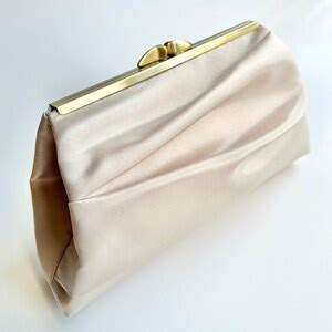 Champagne Satin Bridal Clutch Nude Pleated Bridesmaids Etsy