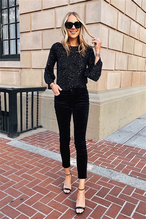 Fashion Jackson Wearing Black Sequin Top Black Velvet Pants Nye Outfit Nye Outfit Casual