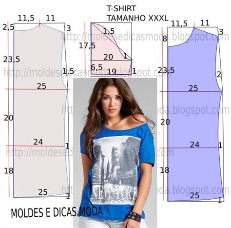 MOLDE DE T SHIRT FÁCIL 77 Moldes Dicas Moda Padrões de costura