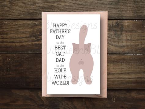 Printable Funny Fathers Day Card Best Cat Dad Fathers Day Etsy