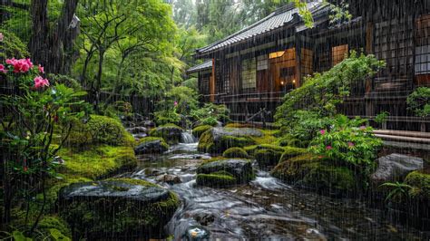 Sleep Instantly With Rain In Japanese Garden Relaxing Sound For Sleep