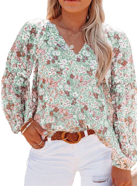 Eytino Plus Size Women S Casual Boho Tops Oversized Floral Print V Neck