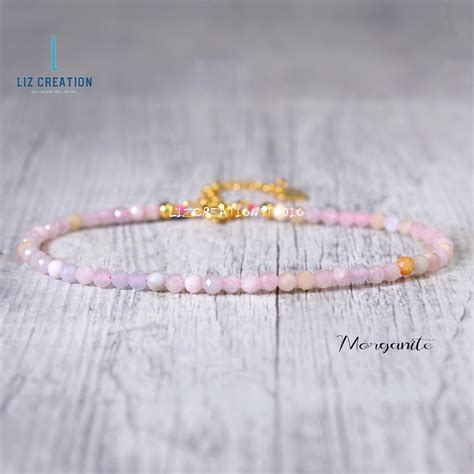 Morganite Bracelet, Minimal Bracelet natural Stone Dainty Bracelet ...