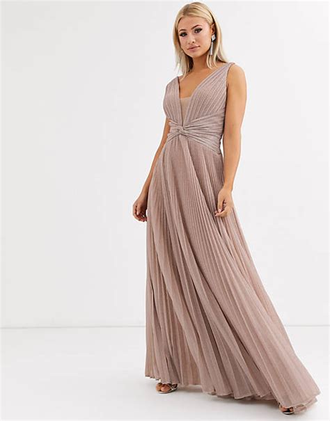 Forever Unique Plissiertes Maxikleid In Rosérosa Mit Tiefem