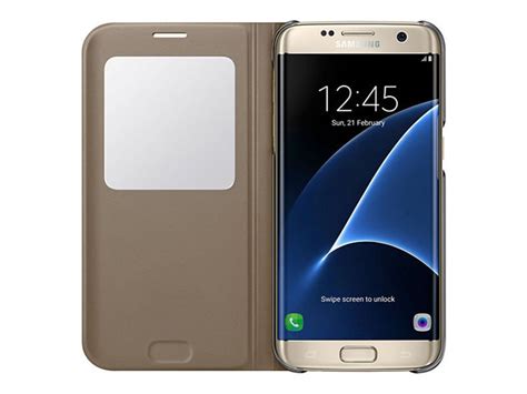 Etui Flip Cover Z Okienkiem S View Do Samsunga Galaxy S7 Edge Gold