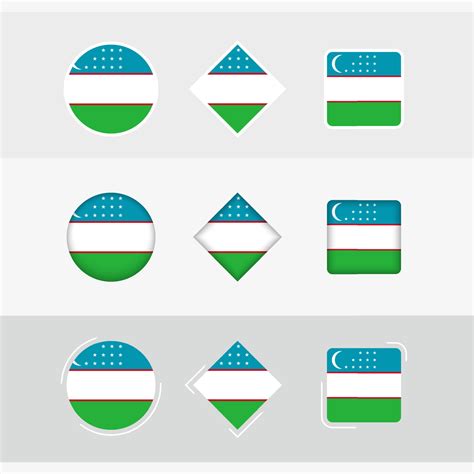 Uzbekistan flag icons set, vector flag of Uzbekistan. 22969309 Vector ...