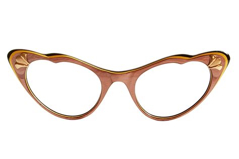 Brown And Yellow Cat Eye Glasses By American Optical