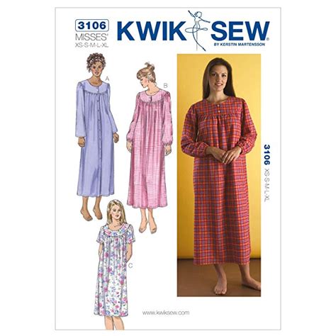 Kwik Sew K3106 Nightgowns Sewing Pattern Size XS S M L XL Nightgown