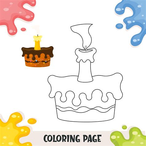 Premium Vector | Coloring pages for kids birthday cake with candles ...