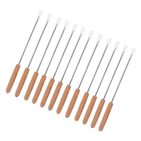 Brochettes de barbecue en acier inoxydable FDIT 12 pièces avec manche