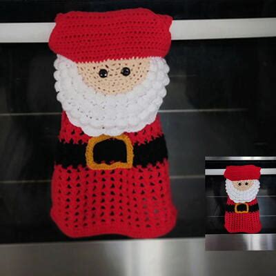 Crochet Santa Kitchen Towel | AllFreeCrochet.com