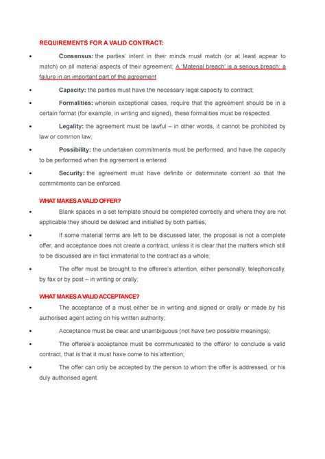 Law Of Contract Several Content Requirements For A Valid Contract Consensus The Parties