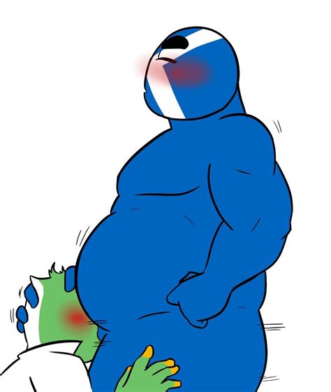 Rule 34 Bald Blue Body Blue Skin Blush Closed Eyes Countryhumans Fat Fat Man Gay Green Hair